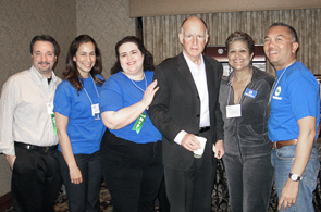 From left to right - UNAC/UHCP Political Representative Jeremy Lanni, Adriana Rubio, RN (Kaiser Downey), Valentina Zamora-Arreola, RN (Kaiser Downey), Attorney General Jerry Brown, Korla St. Cyr, RN (Kaiser Baldwin Park), and UNAC/UHCP Staff Representative Armin Reyes Jerry Brown and UNAC members