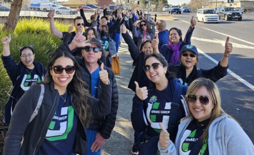 A rally of UNAC/UHCP members in Roseville.